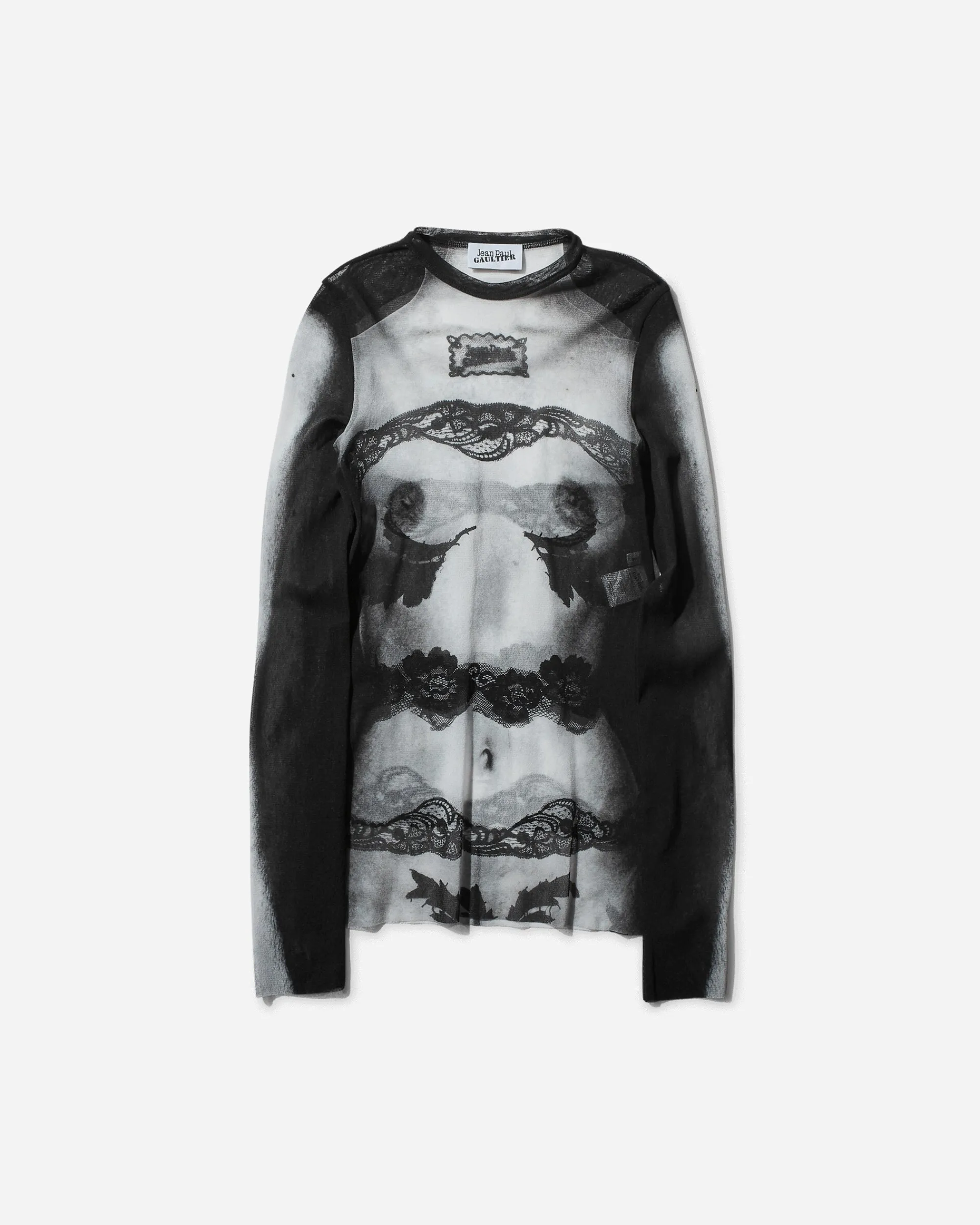 Jean Paul Gaultier T-Shirts^Women's Body Lace Marinière Top Black / Grey / White