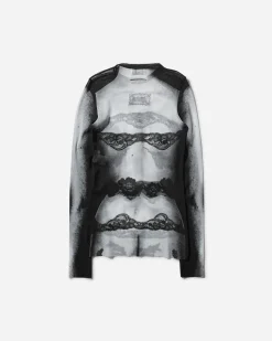 Jean Paul Gaultier T-Shirts^Women's Body Lace Marinière Top Black / Grey / White