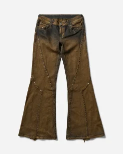 Cheap Monday Pants^Women's Bootleg Flare Low Waist Stud Jeans Brown Overdye