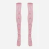 No Dress Underwear^Women's Bownot Lace Mid-Calf Socks Pink