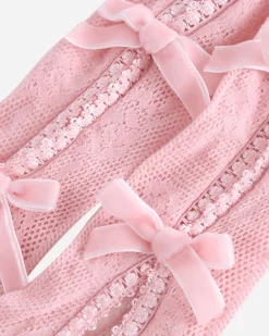 No Dress Underwear^Women's Bownot Lace Mid-Calf Socks Pink