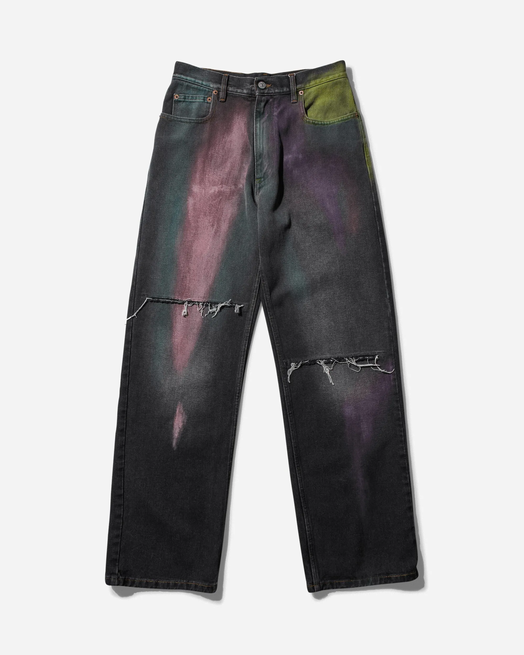 MM6 Maison Margiela Pants^Women's Chalk Print 5-Pocket Denim Pants Black