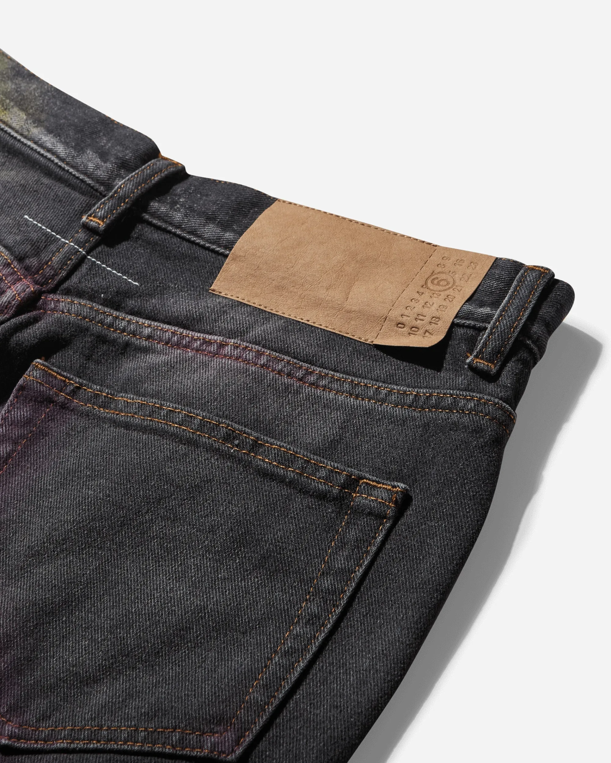 MM6 Maison Margiela Pants^Women's Chalk Print 5-Pocket Denim Pants Black