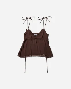 Priscavera T-Shirts^Women's Chiffon Cami Chocolate