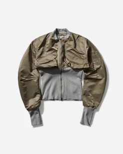 Mainline:RUS/Fr.CA/DE Coats And Jackets^Women's Corset Ribbed Bomber Jacket Light Green / Grey