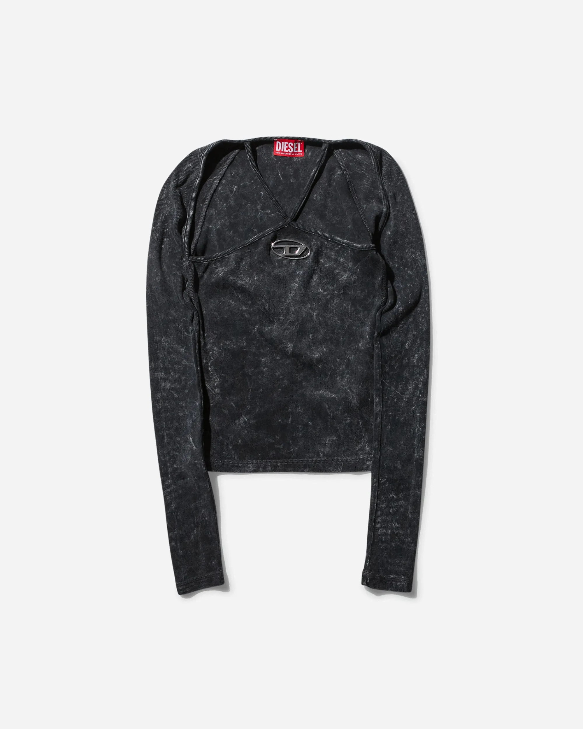 Diesel T-Shirts^Women's Cross-Over Straps Ribbed Longsleeve Top Black