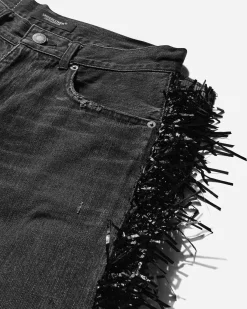 Undercover Pants^Women's Distressed Fringe Denim Pants Black