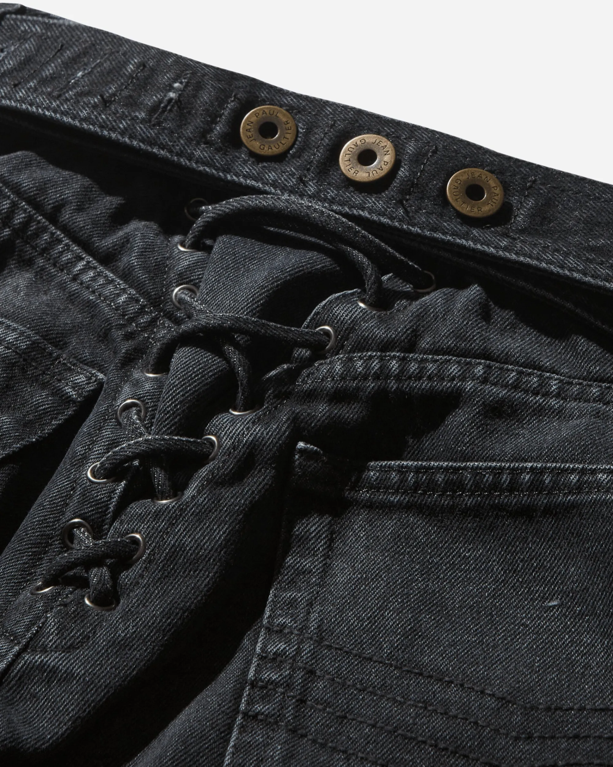Jean Paul Gaultier Pants^Women's Lace-Up Denim Pants Vintage Black