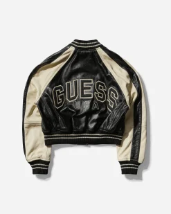 Guess USA Coats And Jackets^Women's Leather Varsity Jacket Jet Black