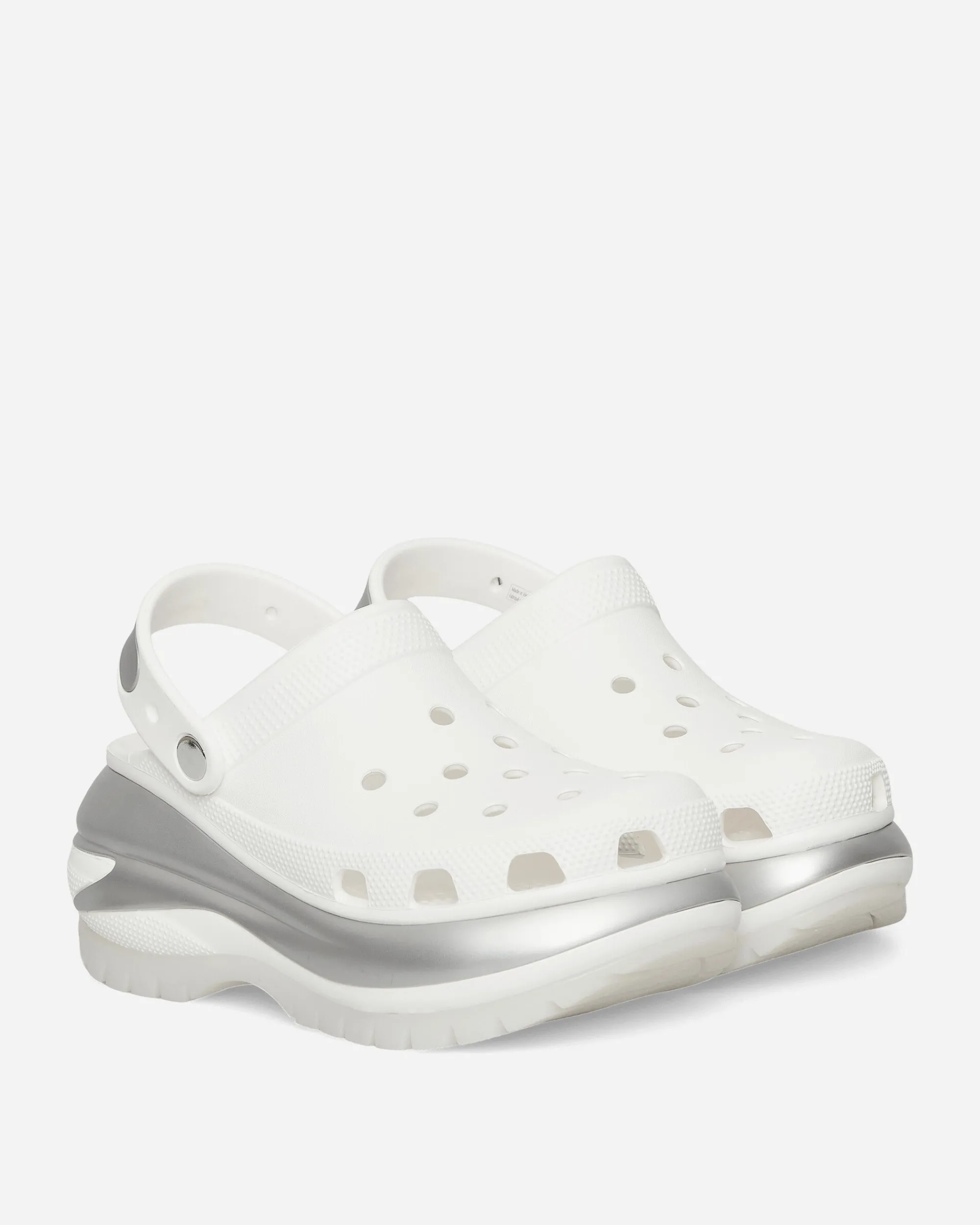 Crocs Sandals And Slides^Women's Mega Crush Clogs White / Silver