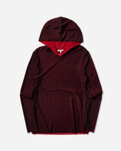 Priscavera Sweatshirts^Women's Mesh Hoodie Black / Red