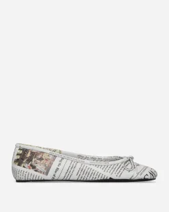 Abra Classic Shoes^Women's Newspaper Ballerinas White
