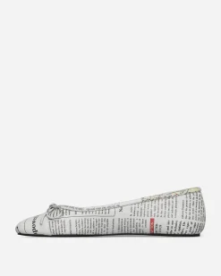 Abra Classic Shoes^Women's Newspaper Ballerinas White