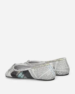 Abra Classic Shoes^Women's Newspaper Ballerinas White