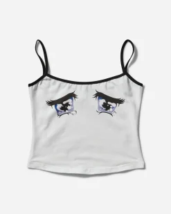 No Dress T-Shirts^Women's "No Cry" Crying Eyes Printed Camisole White