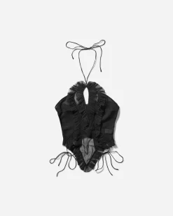 No Dress T-Shirts^Women's Ruffled Chiffon Camisole Black