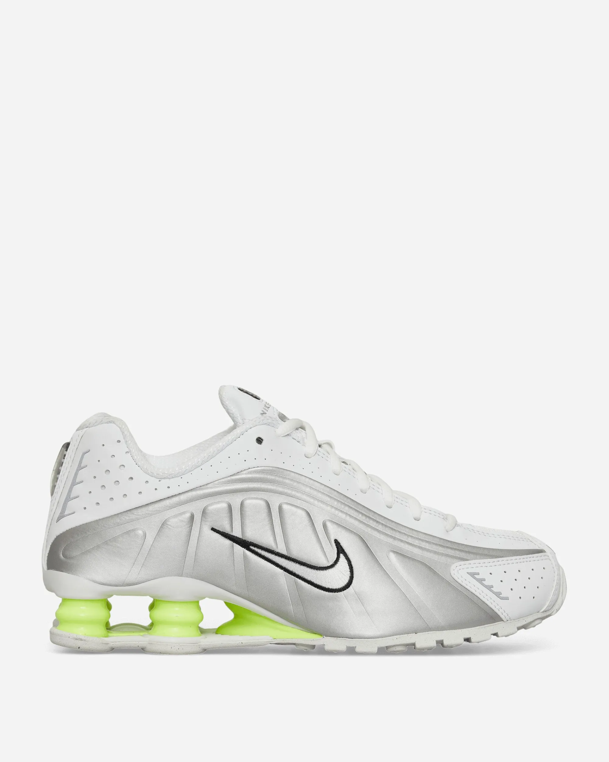 Nike Sneakers·Low|Sneakers^Women's Shox R4 Sneakers White / Metallic Silver / Volt