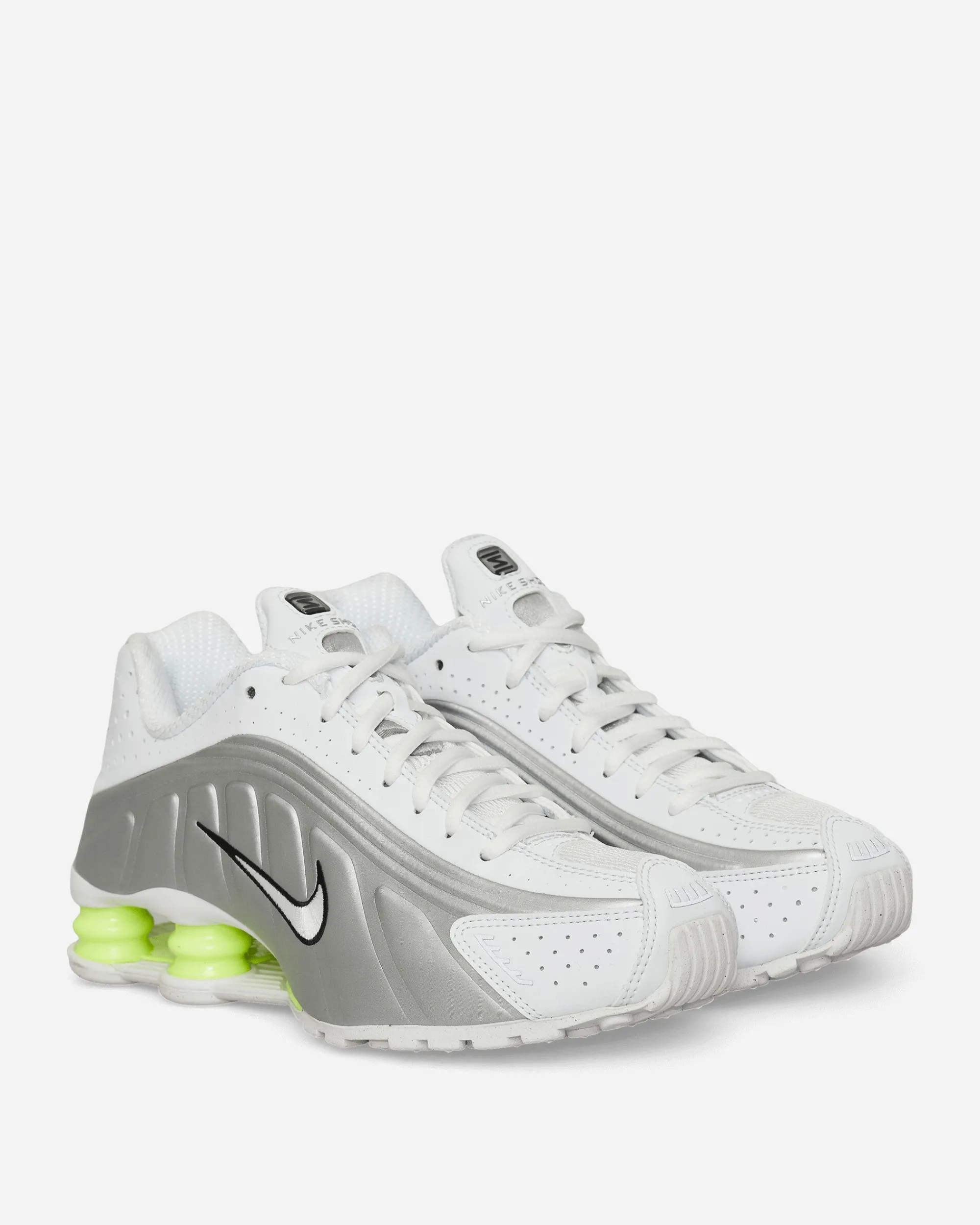 Nike Sneakers·Low|Sneakers^Women's Shox R4 Sneakers White / Metallic Silver / Volt