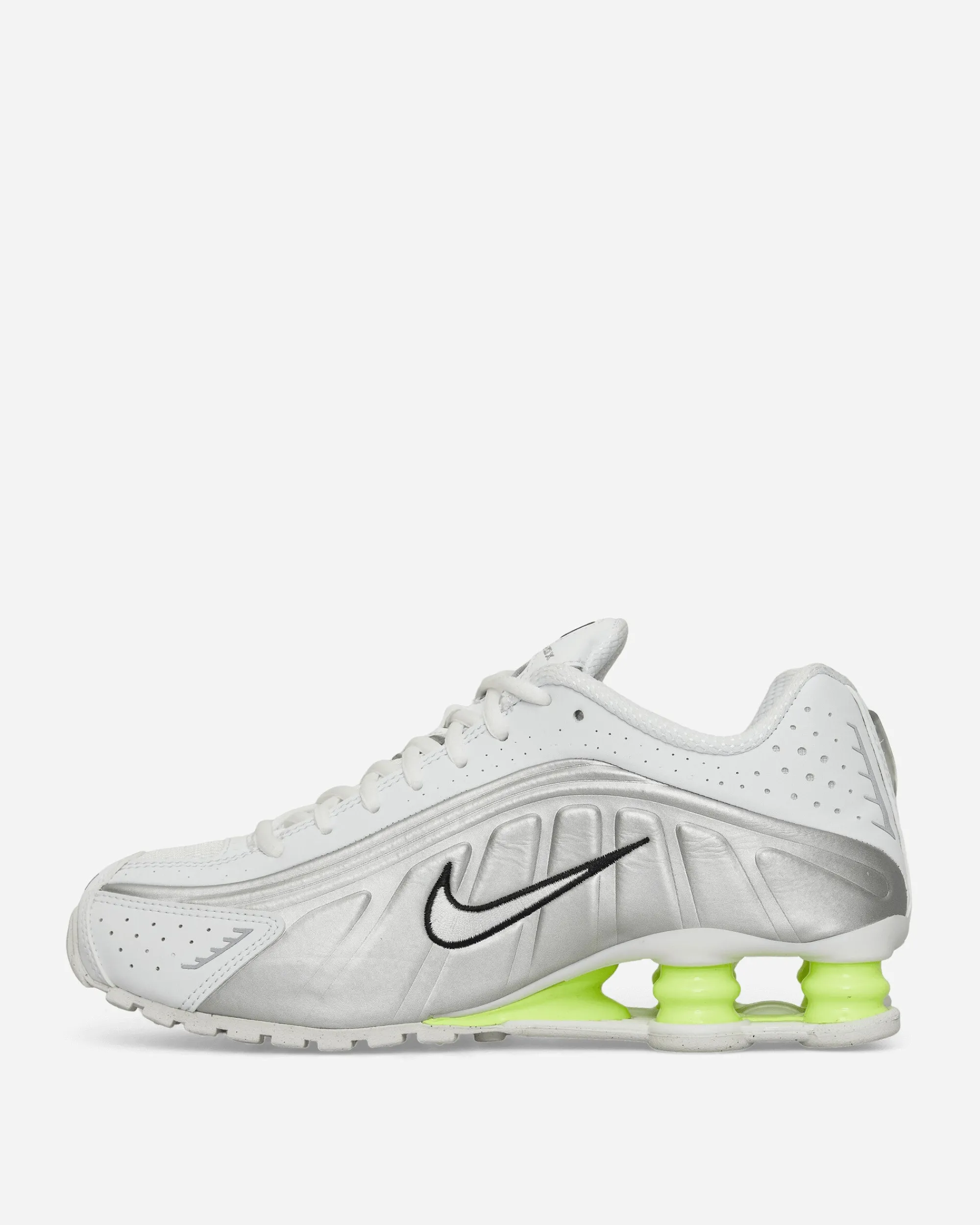 Nike Sneakers·Low|Sneakers^Women's Shox R4 Sneakers White / Metallic Silver / Volt