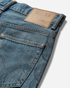 Hysteric Glamour Pants^Women's Snake Loop Distressed Cropped Denim Pants Indigo
