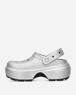 Crocs Sandals And Slides^Women's Stomp Metallic Clogs Silver
