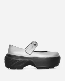 Crocs Sandals And Slides^Women's Stomp Metallic Mary Jane Clogs Silver