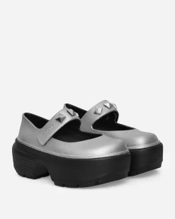 Crocs Sandals And Slides^Women's Stomp Metallic Mary Jane Clogs Silver