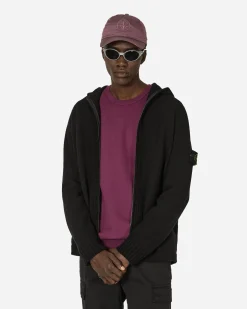 Stone Island Knitwear^Zip Up Hooded Sweater Black