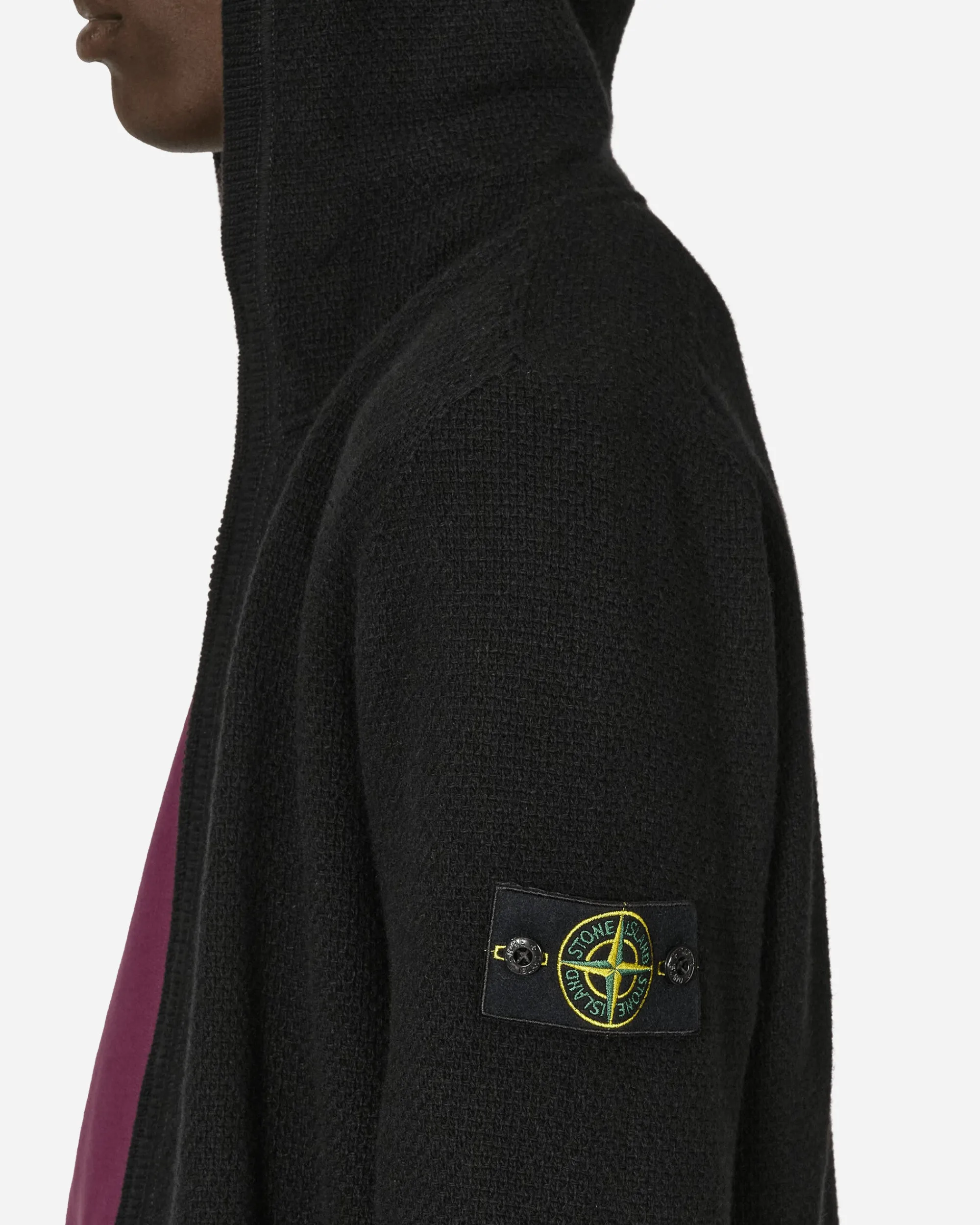 Stone Island Knitwear^Zip Up Hooded Sweater Black
