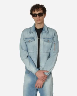 Random Identities Coats And Jackets^Zipped Denim Jacket Blue