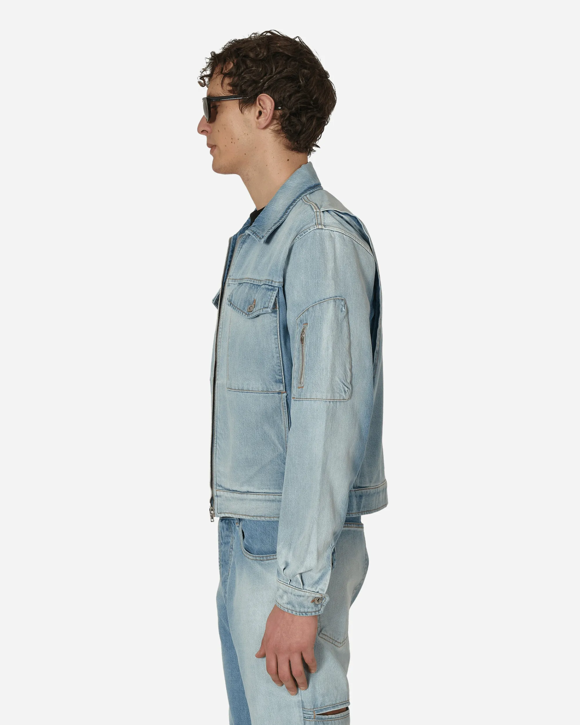 Random Identities Coats And Jackets^Zipped Denim Jacket Blue