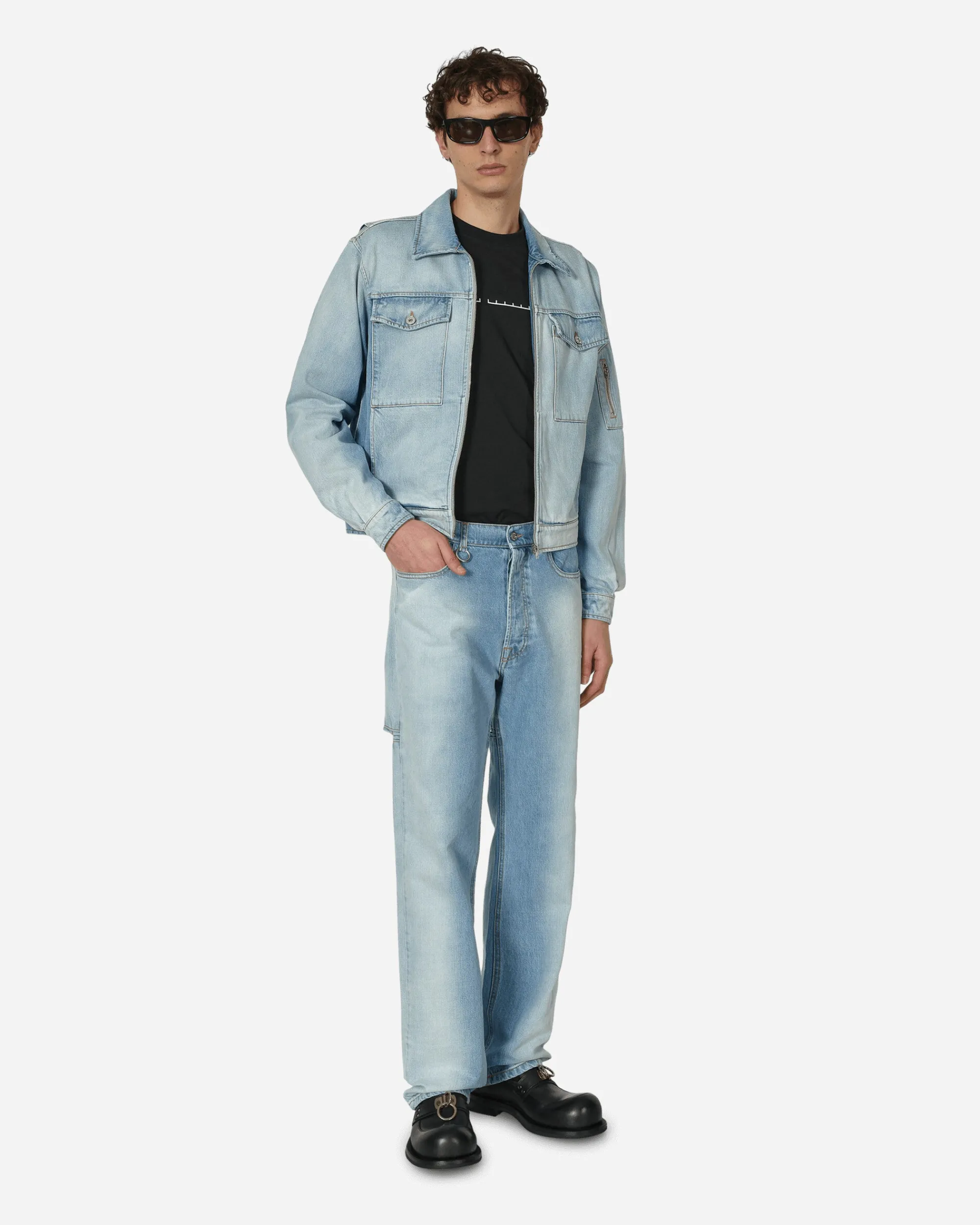 Random Identities Coats And Jackets^Zipped Denim Jacket Blue