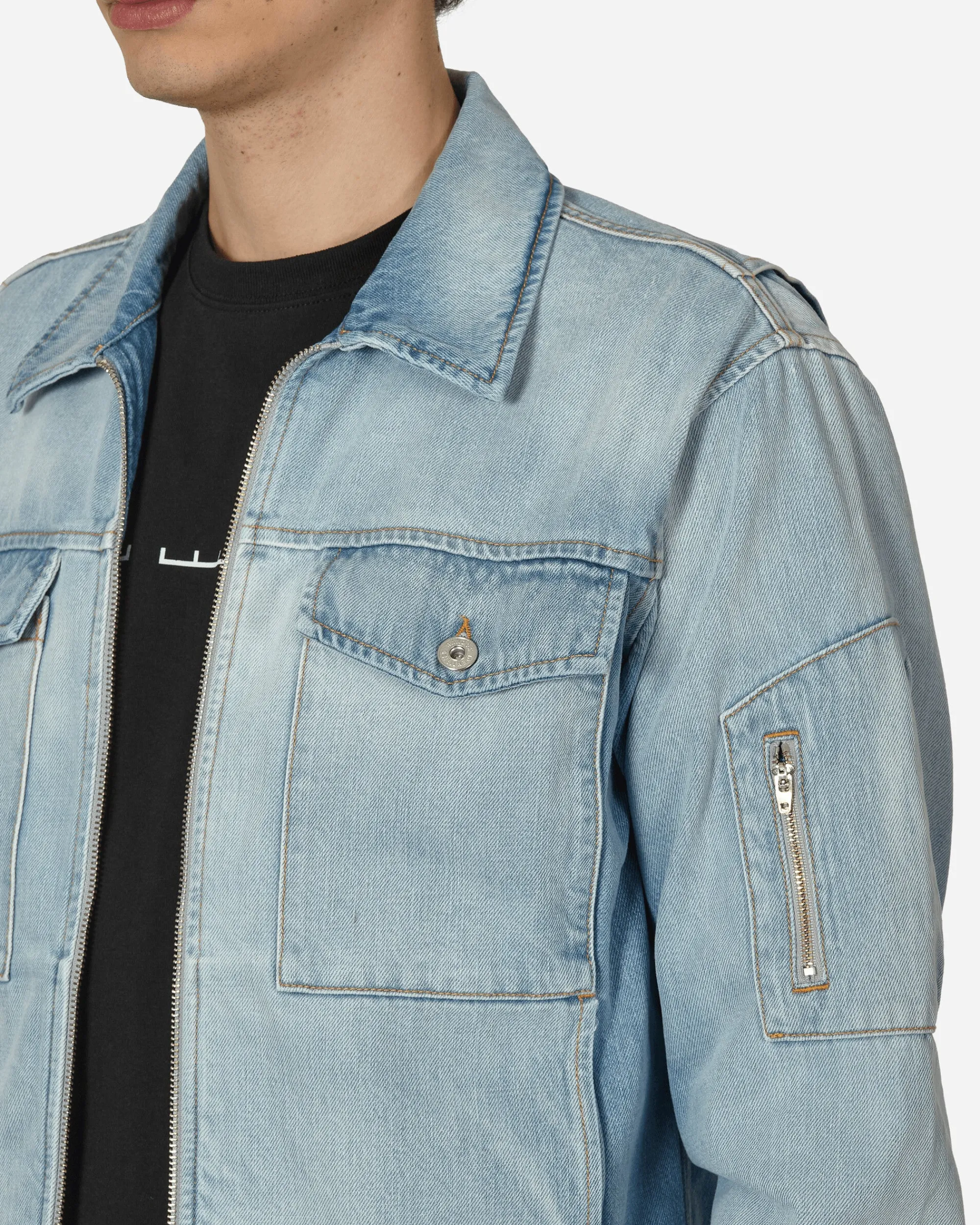 Random Identities Coats And Jackets^Zipped Denim Jacket Blue